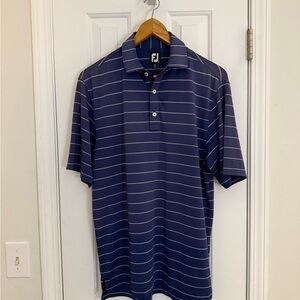 FootJoy FJ Golf Polo Men’s Small Blue White Stripe Performance Shirt
